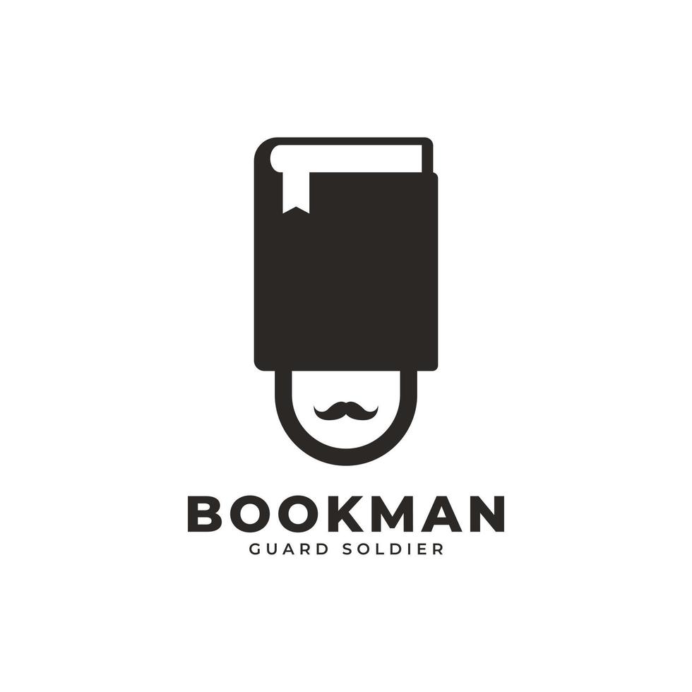 logotipo de hombre de libro, guardia de reinas con logotipo de libro, combinación de logotipo de hombre y libro vector
