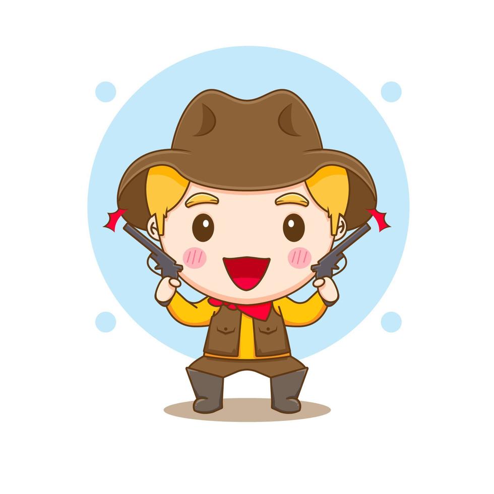 ilustración lindo sheriff o vaquero chibi personaje de dibujos animados vector