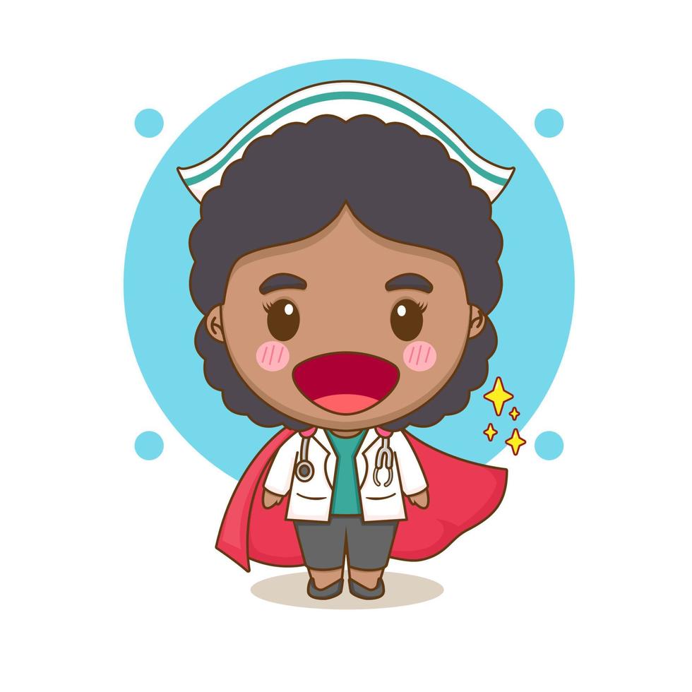Cute nurse cartoon character. Chibi style illustration vector