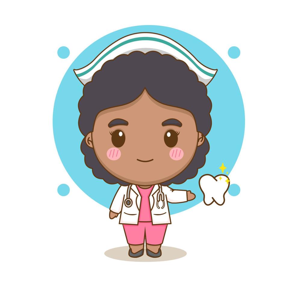 Cute nurse cartoon character. Chibi style illustration vector