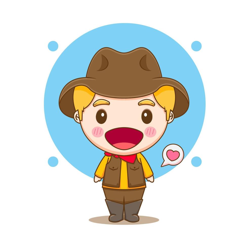 ilustración lindo sheriff o vaquero chibi personaje de dibujos animados vector