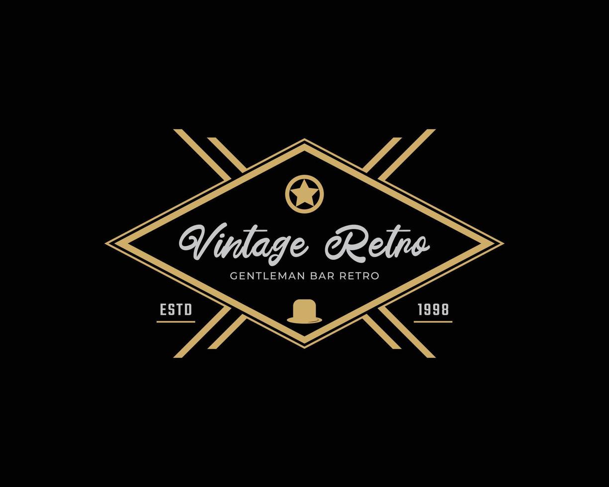 Creative Classic Vintage Retro Label Badge for Gentleman Cloth Apparel Logo Design Inspiration vector