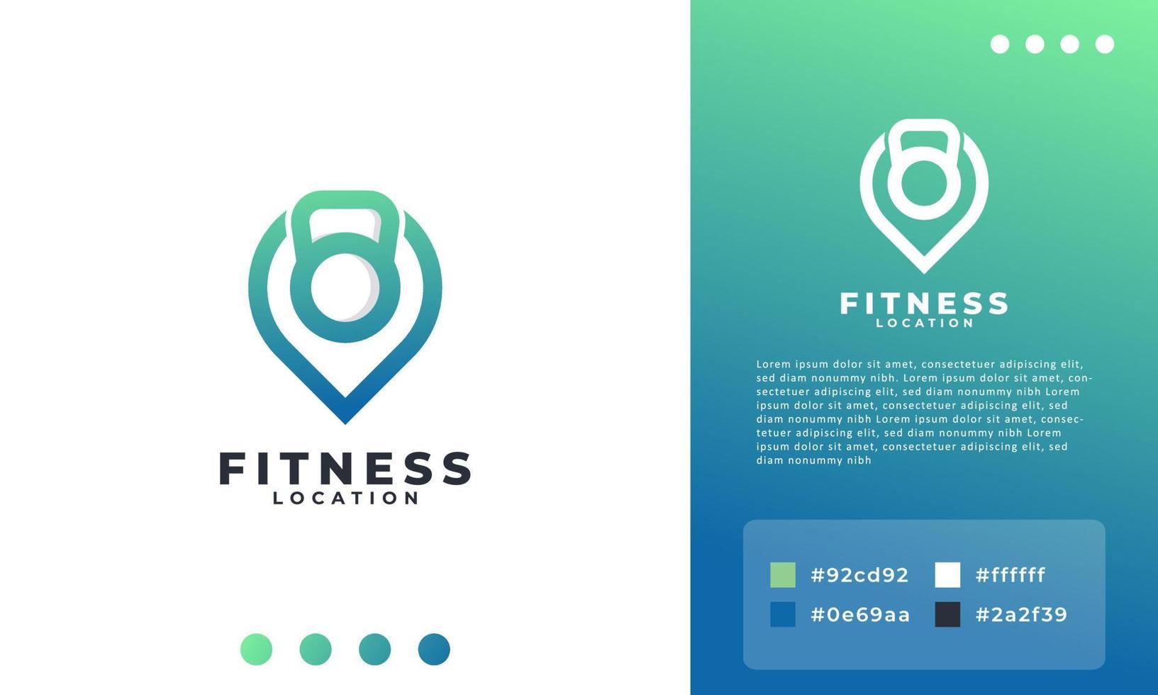 Barbell and Pin Location Logo Combination. Point Fitness Gym Logo Design Template Element vector