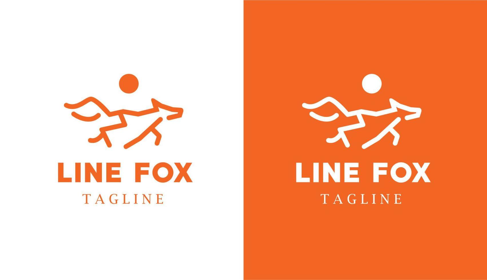 monoline de lobo minimalista simple, logotipo geométrico de fox line art naranja perfecto para cualquier marca vector