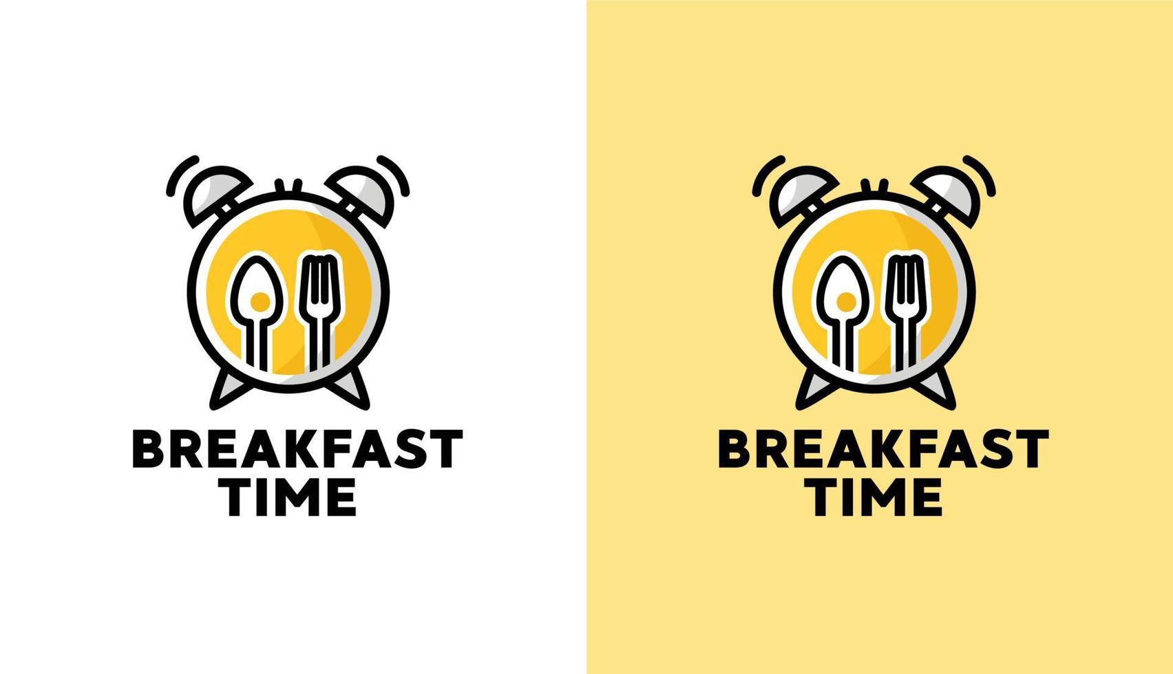 ilustración vectorial de los gráficos de la hora del desayuno. reloj, tenedor y cuchara. perfecto para el logotipo del restaurante vector