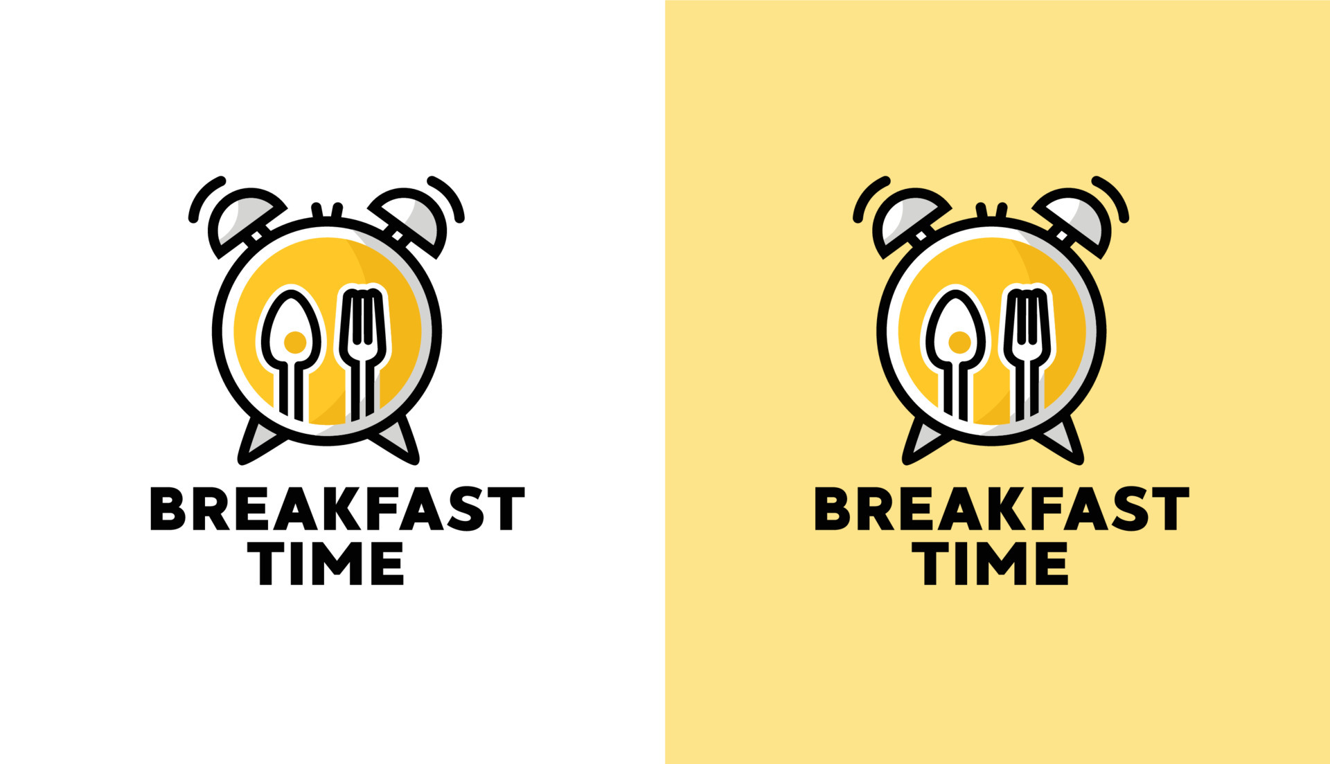 Vector illustration of breakfast time graphics. clock, fork and spoon