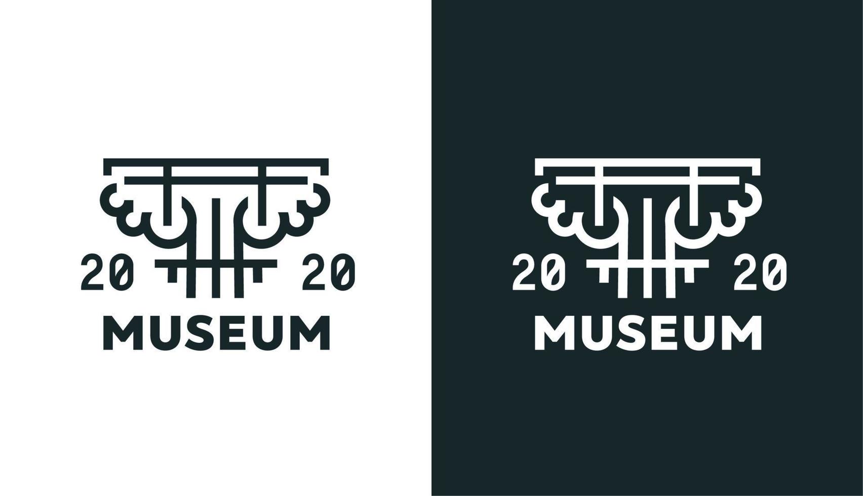 vector de contorno de museo minimalista simple, logotipo de lujo perfecto para galerías y museos de arte