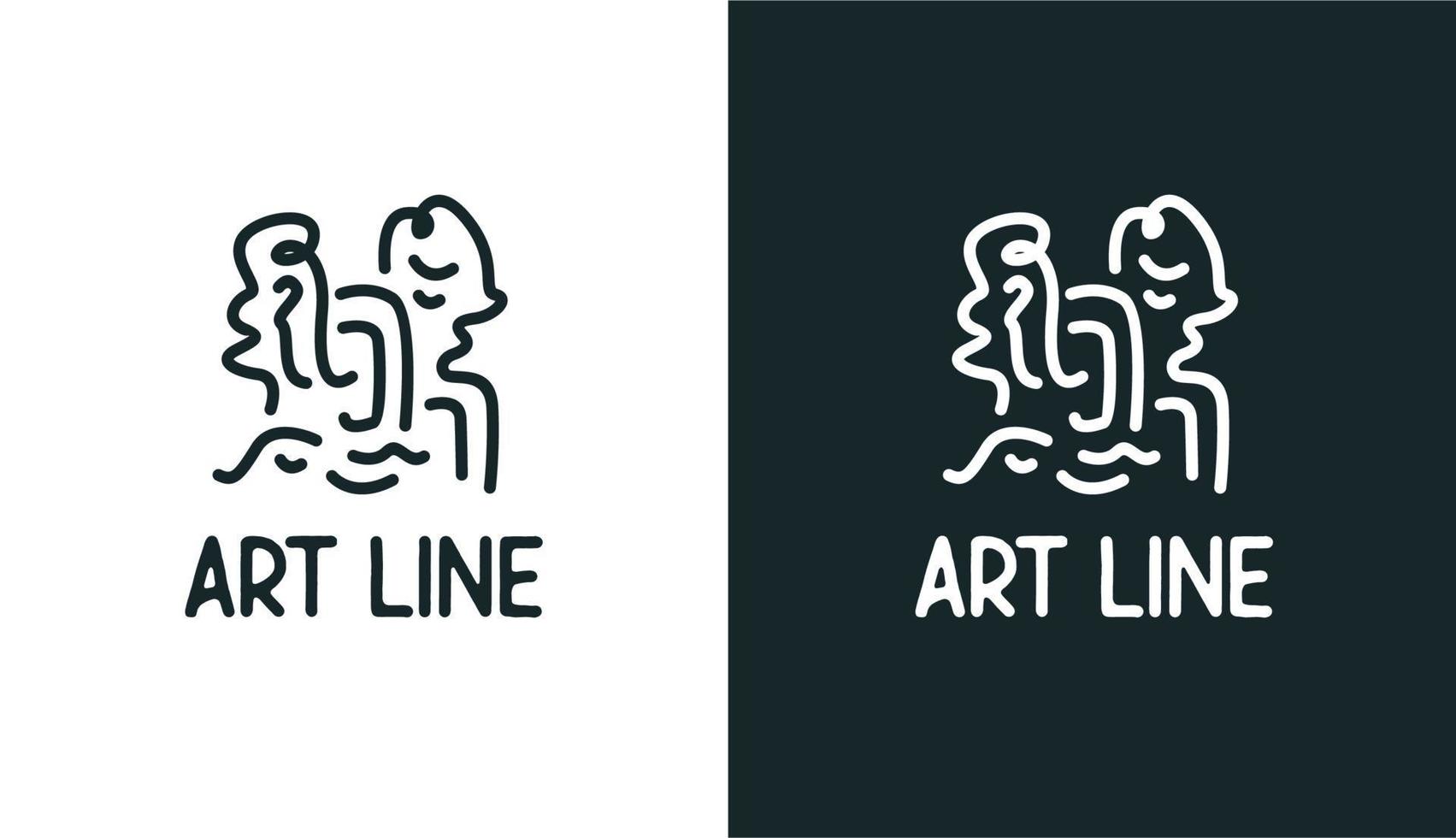 art line simple logo monoline, minimalist head for brand and company. Perfect for gallery art and museum vector