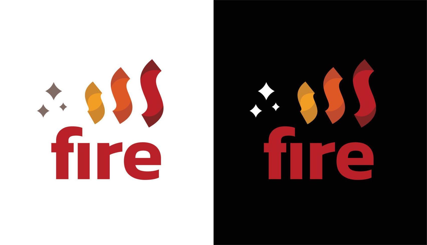 Red monoline 3 fire logo, vintage logo for restaurant. Logo template for cafe business vector