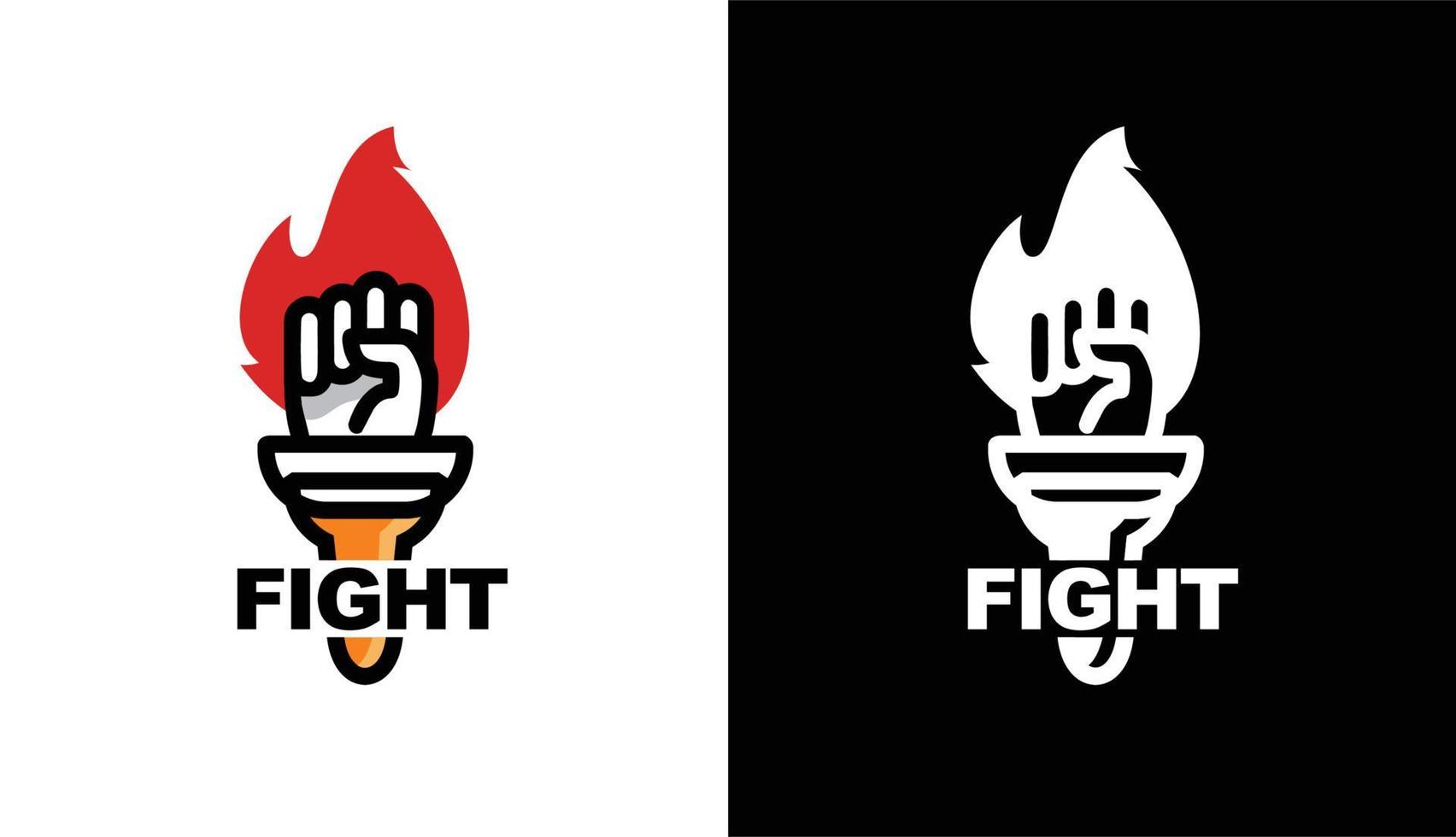 struggle logo, fist as a form of resistance on fire background vector