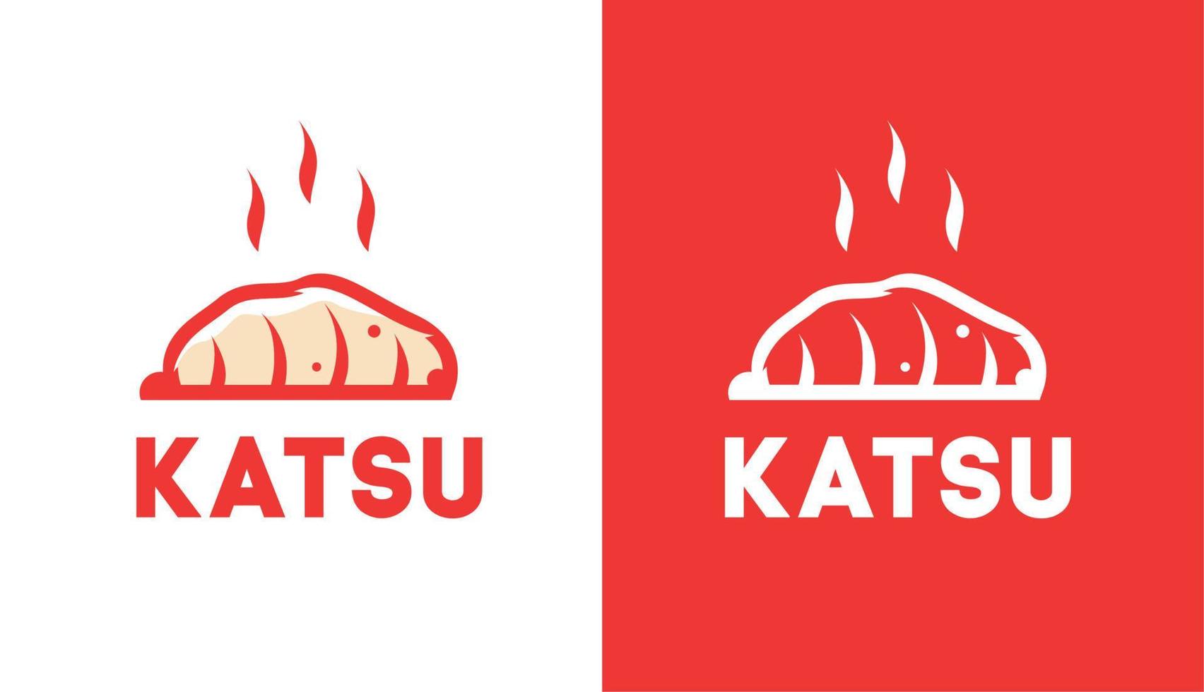 minimalist vintage katsu japanese food with background for traditional food products vector