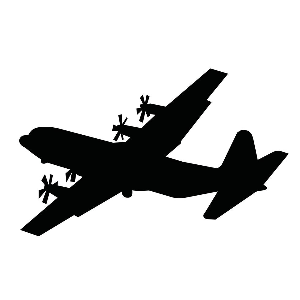 silueta de avión de carga militar vector