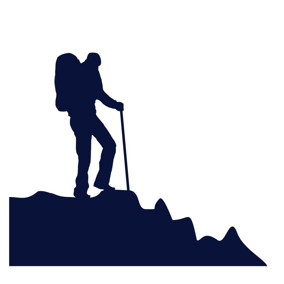 man hiking silhouette vector