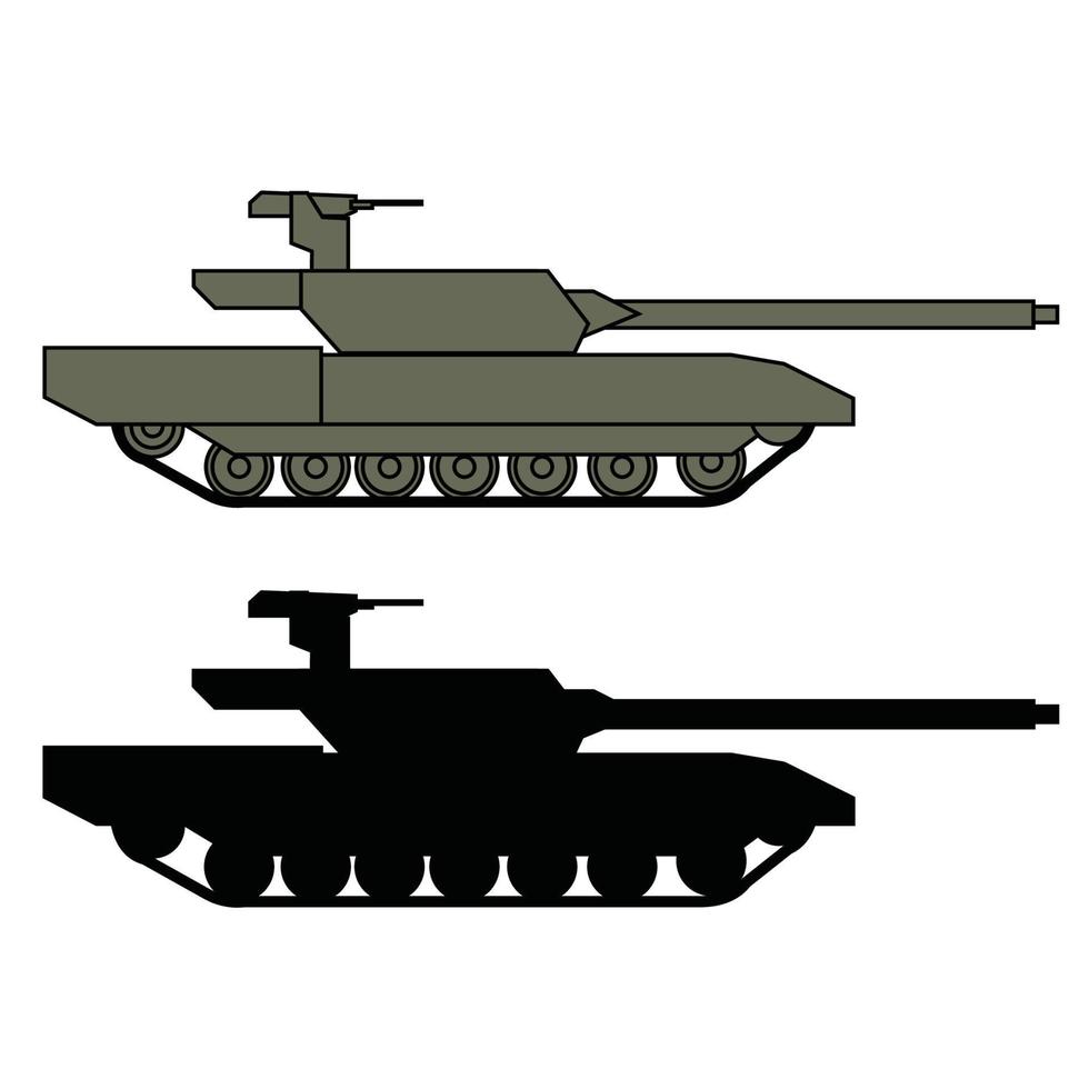 armored tank side view vector