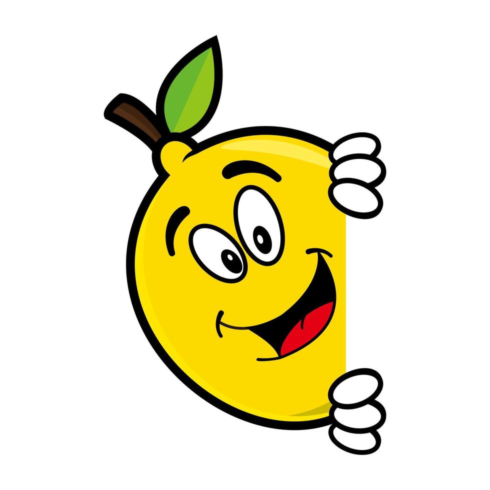 Smiling lemon cartoon mascot character. Vector illustration isolated on white background