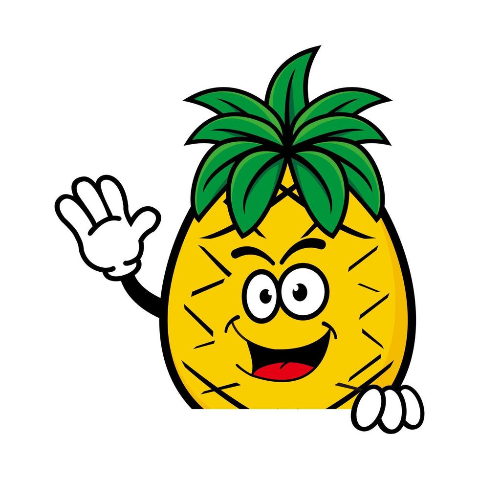 conjunto de colección de lindo personaje de diseño de mascota de piña. Aislado en un fondo blanco. concepto de paquete de idea de logotipo de mascota de personaje lindo vector