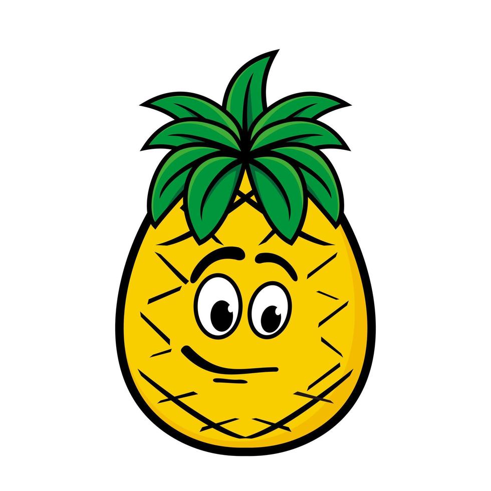 Smiling pineapple cartoon character. Vector illustration isolated on white background