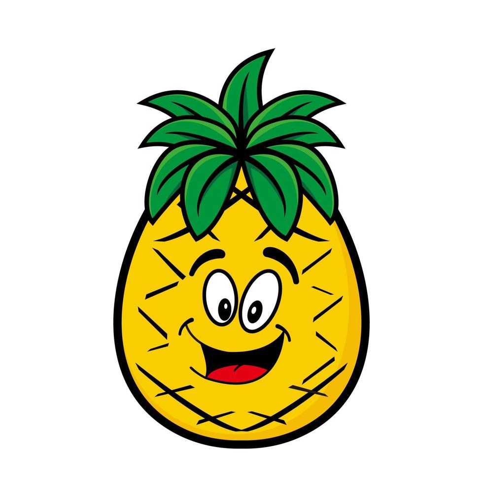 Smiling pineapple cartoon character. Vector illustration isolated on white background