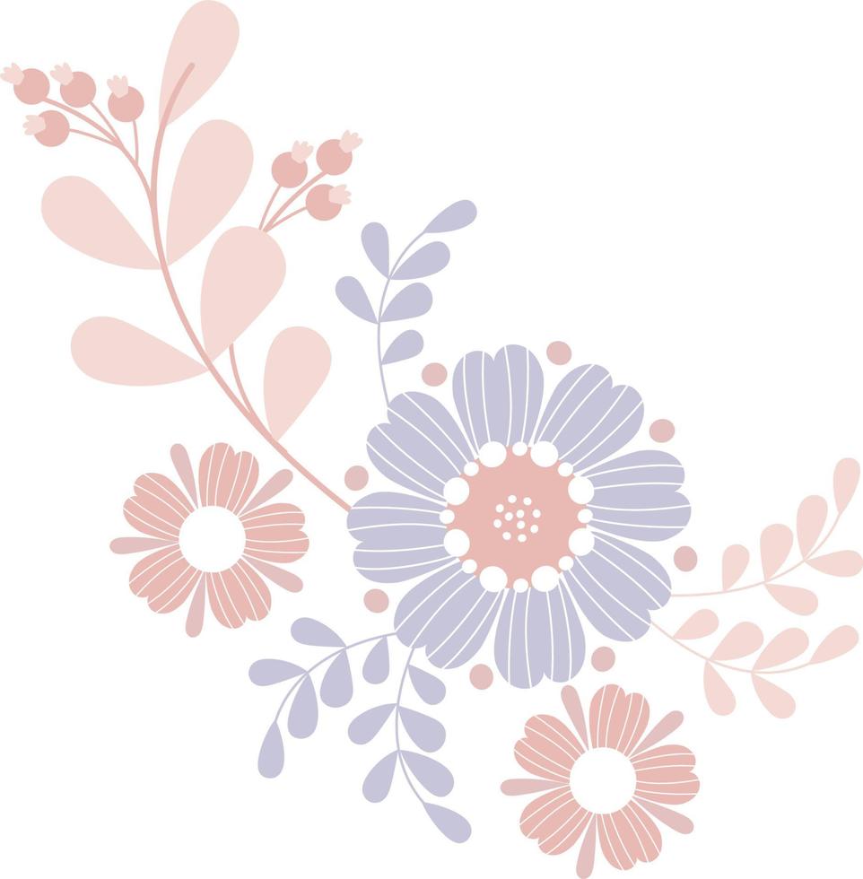Floral pattern with leaves and berries. vector illustration. Botanical plant decoration for design and decor