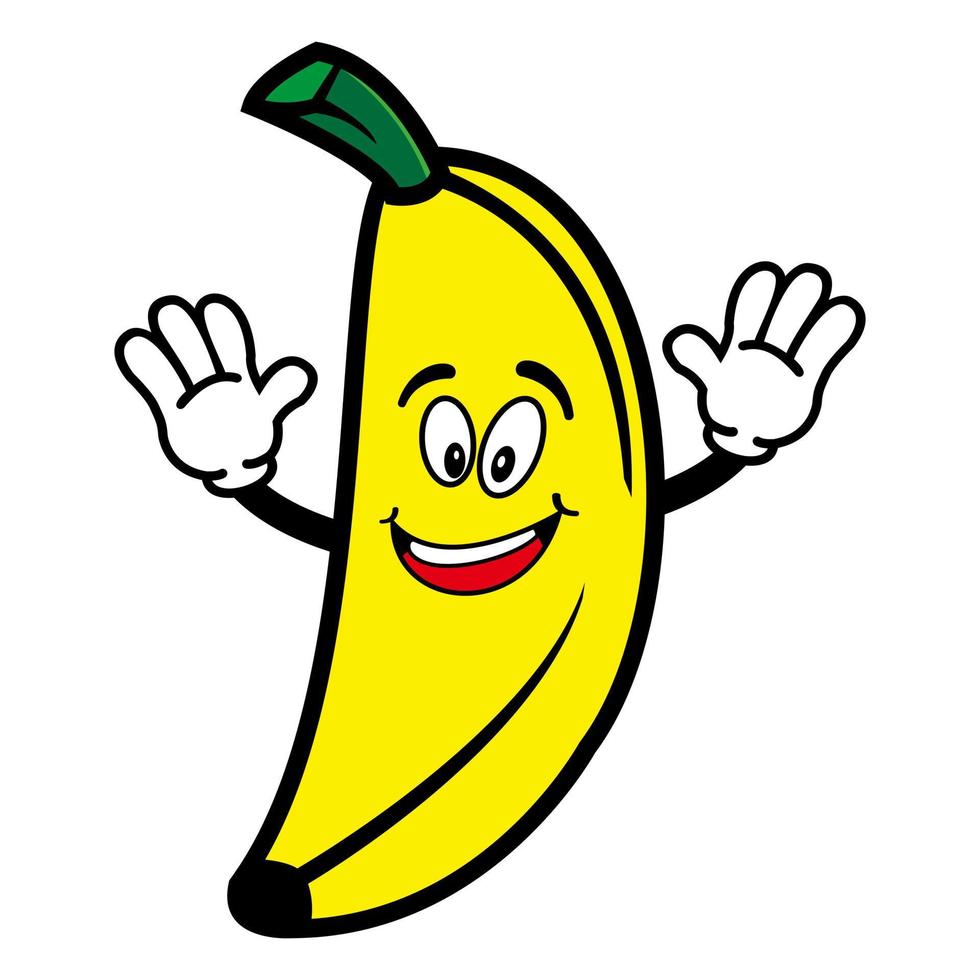 Smiling banana cartoon character. Vector illustration isolated on white ...