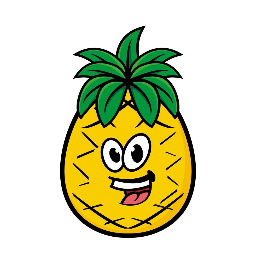 Set collection of cute pineapple mascot design character. Isolated on a white background. Cute character mascot logo idea bundle concept vector