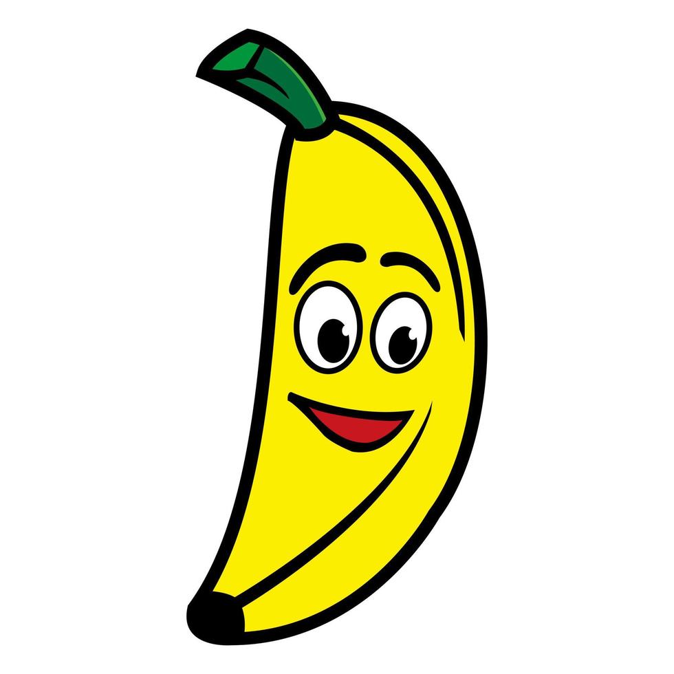 Smiling banana cartoon character. Vector illustration isolated on white background