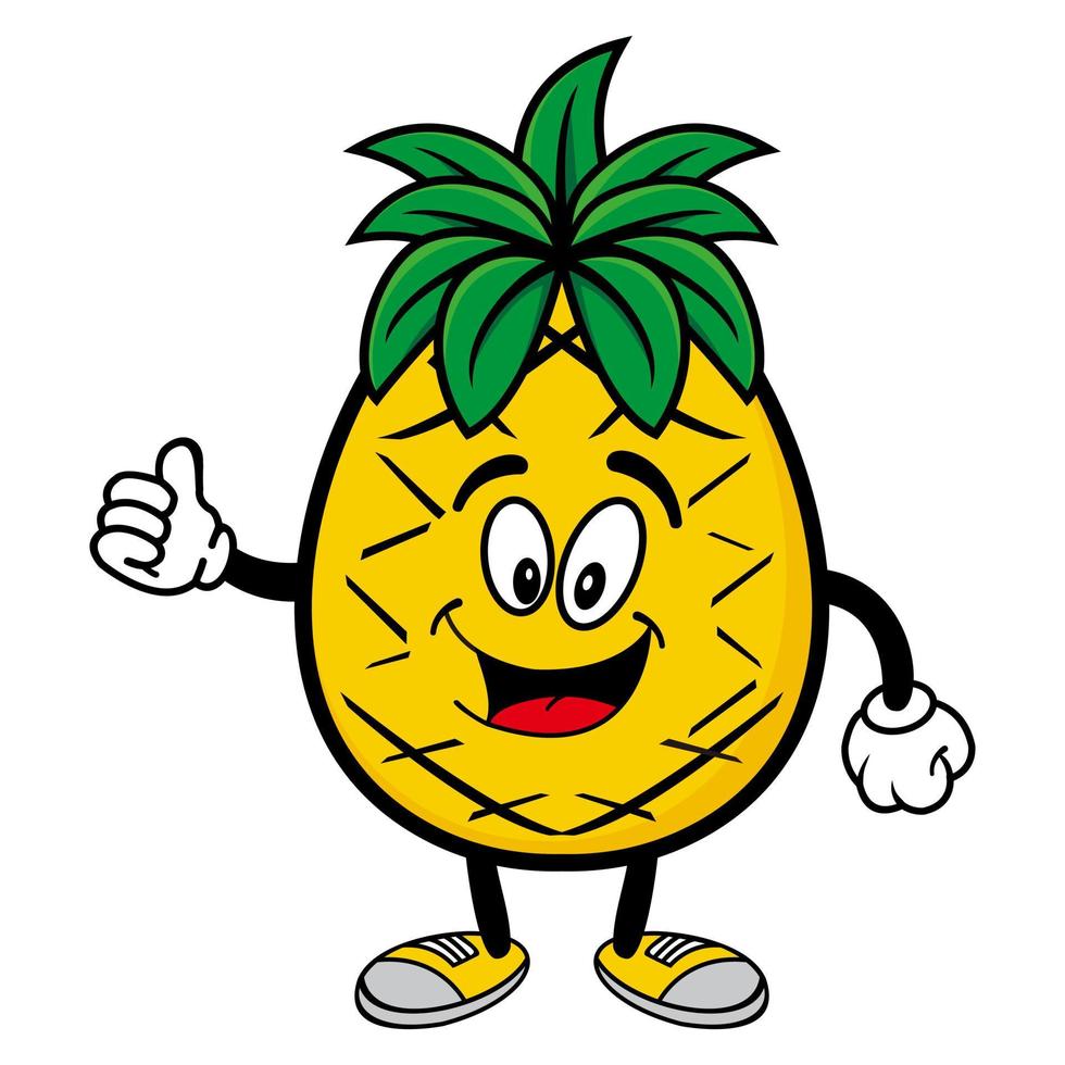 conjunto de colección de lindo personaje de diseño de mascota de piña. Aislado en un fondo blanco. concepto de paquete de idea de logotipo de mascota de personaje lindo vector