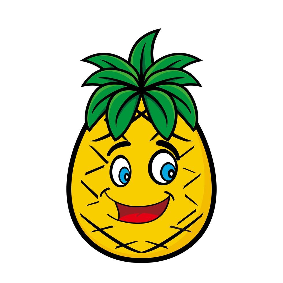 Set collection of cute pineapple mascot design character. Isolated on a white background. Cute character mascot logo idea bundle concept vector