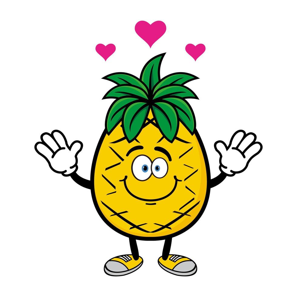 conjunto de colección de lindo personaje de diseño de mascota de piña. Aislado en un fondo blanco. concepto de paquete de idea de logotipo de mascota de personaje lindo vector