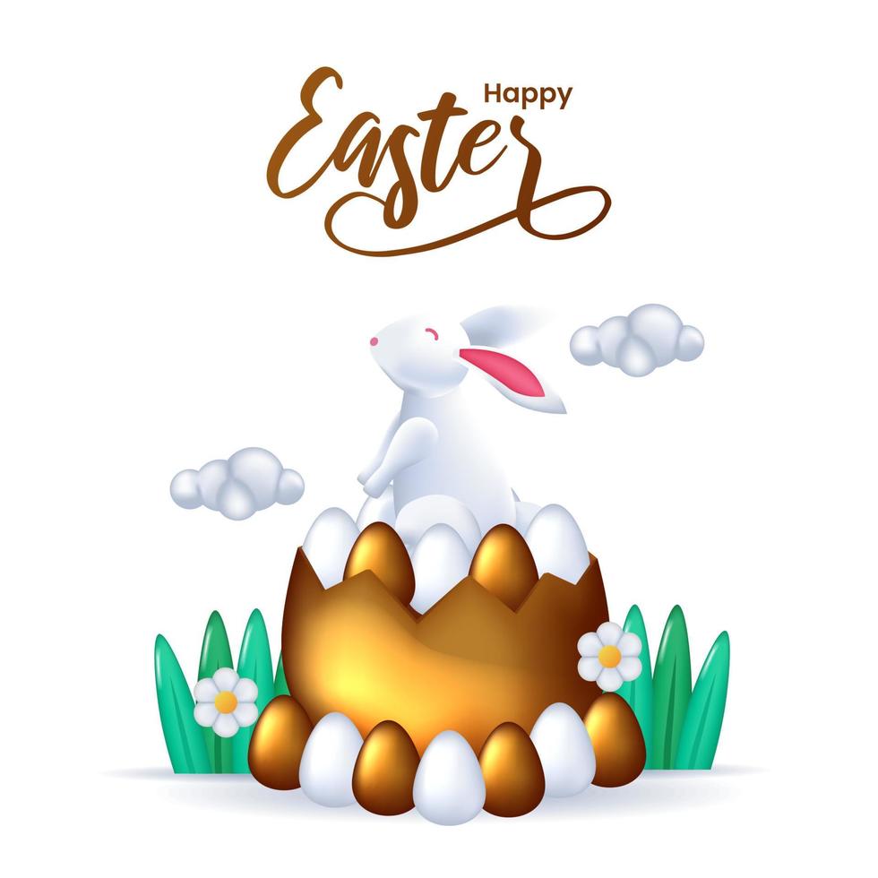 easter 3d elegant greeting social media concept vector