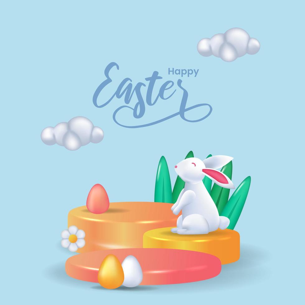 easter 3d elegant greeting social media concept vector