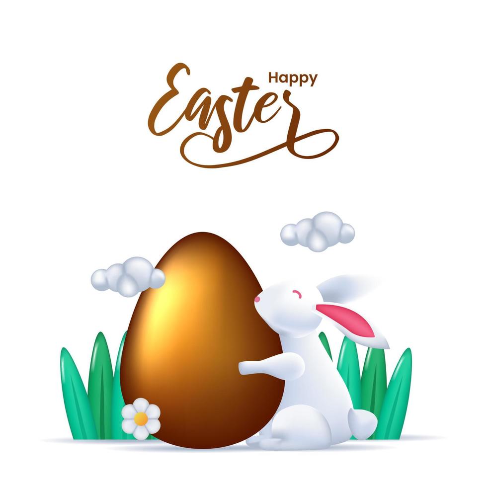 easter 3d elegant greeting social media concept vector