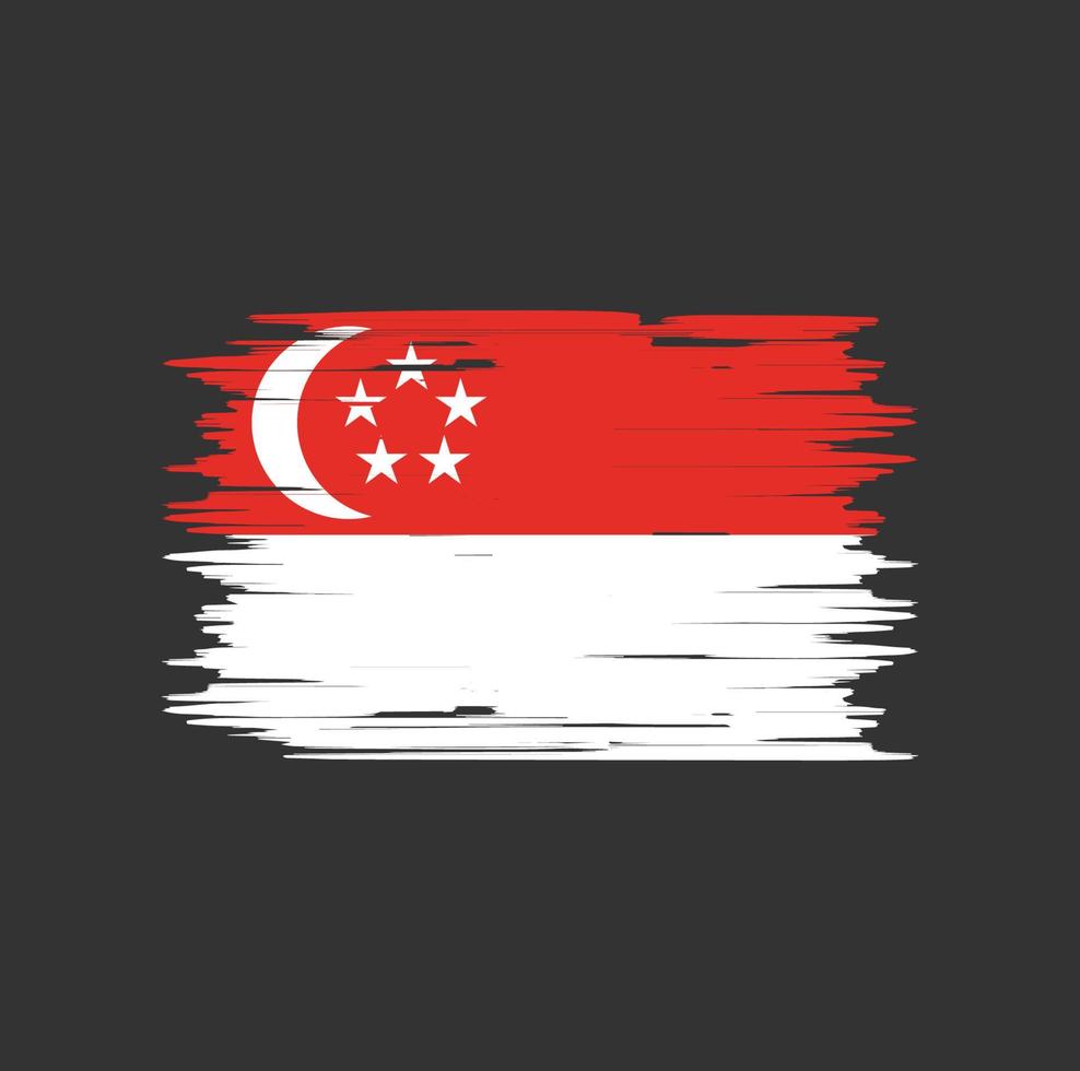 cepillo de bandera de singapur. bandera nacional vector