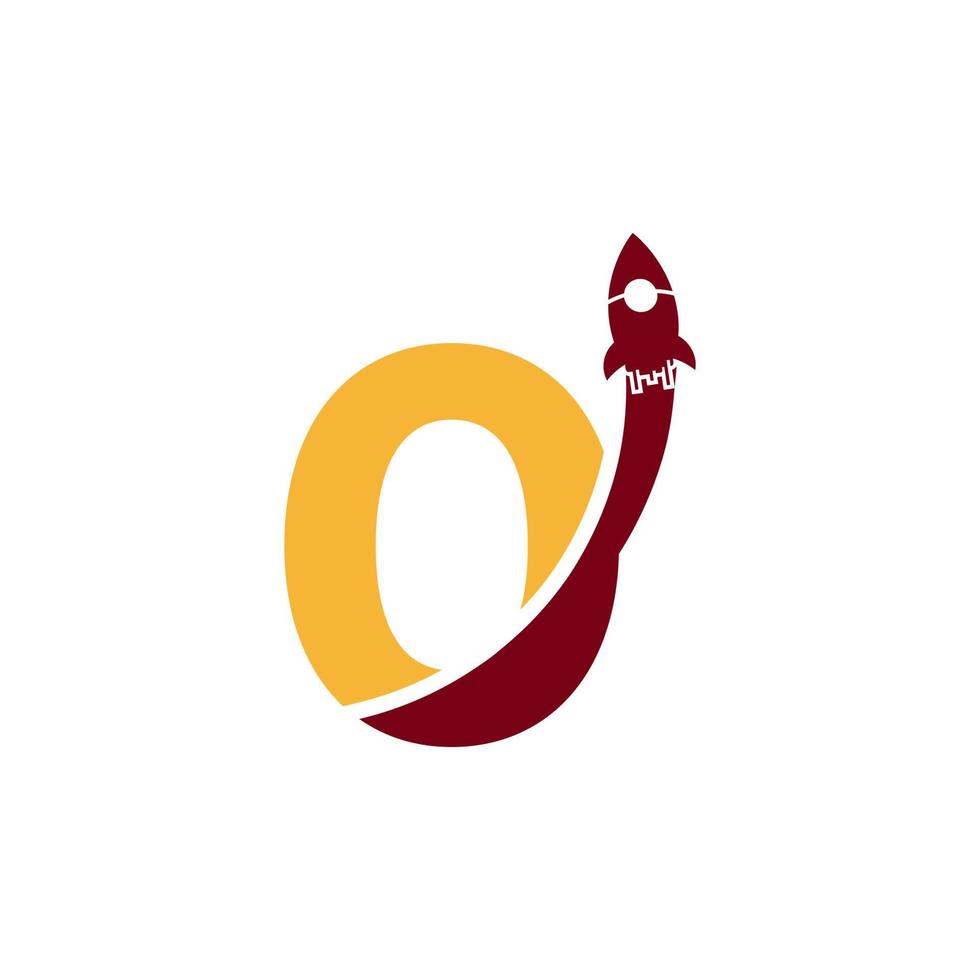 número 0 con el símbolo del icono del logotipo del cohete. bueno para logotipos de empresas, viajes, puesta en marcha y logística vector