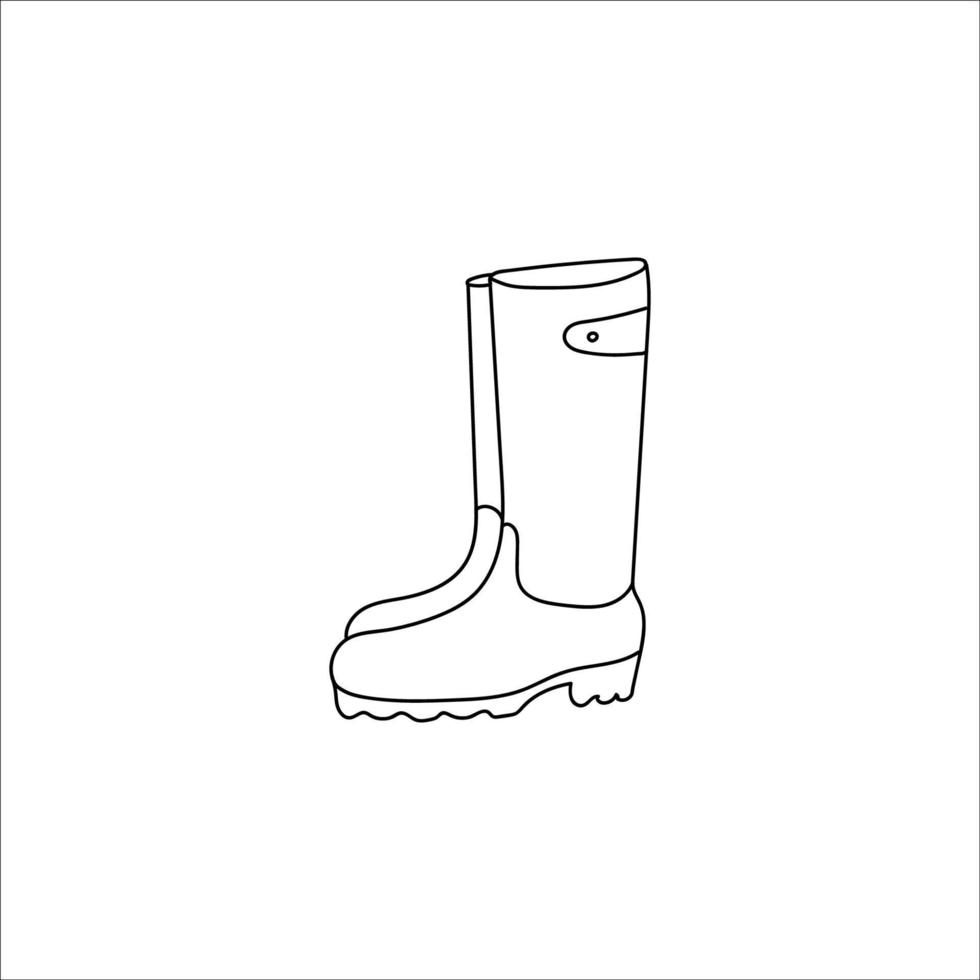 Rubber boots. Symbol of autumn, garden or farm. Vector illustration in a hand-drawn style, isolated on a white background.