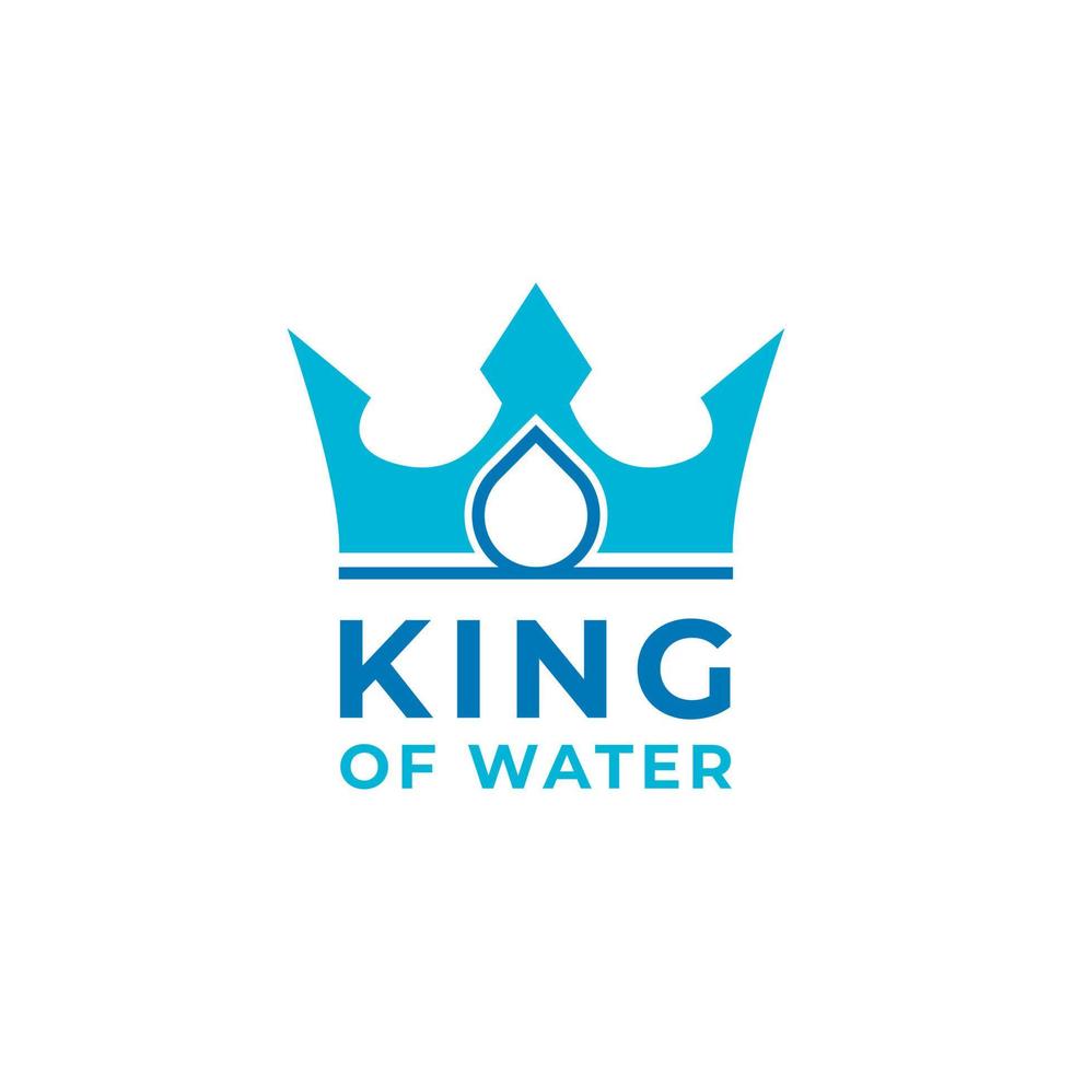 Blue Ocean King Crown and Water Sea Waves for Boat Ship Logo Design Template Element vector