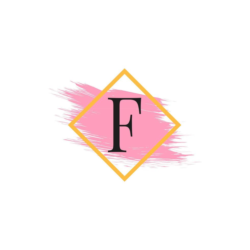 Letter F Logo with Water Color Brush Stroke. Usable for Business, wedding, make up and fashion Logos. vector