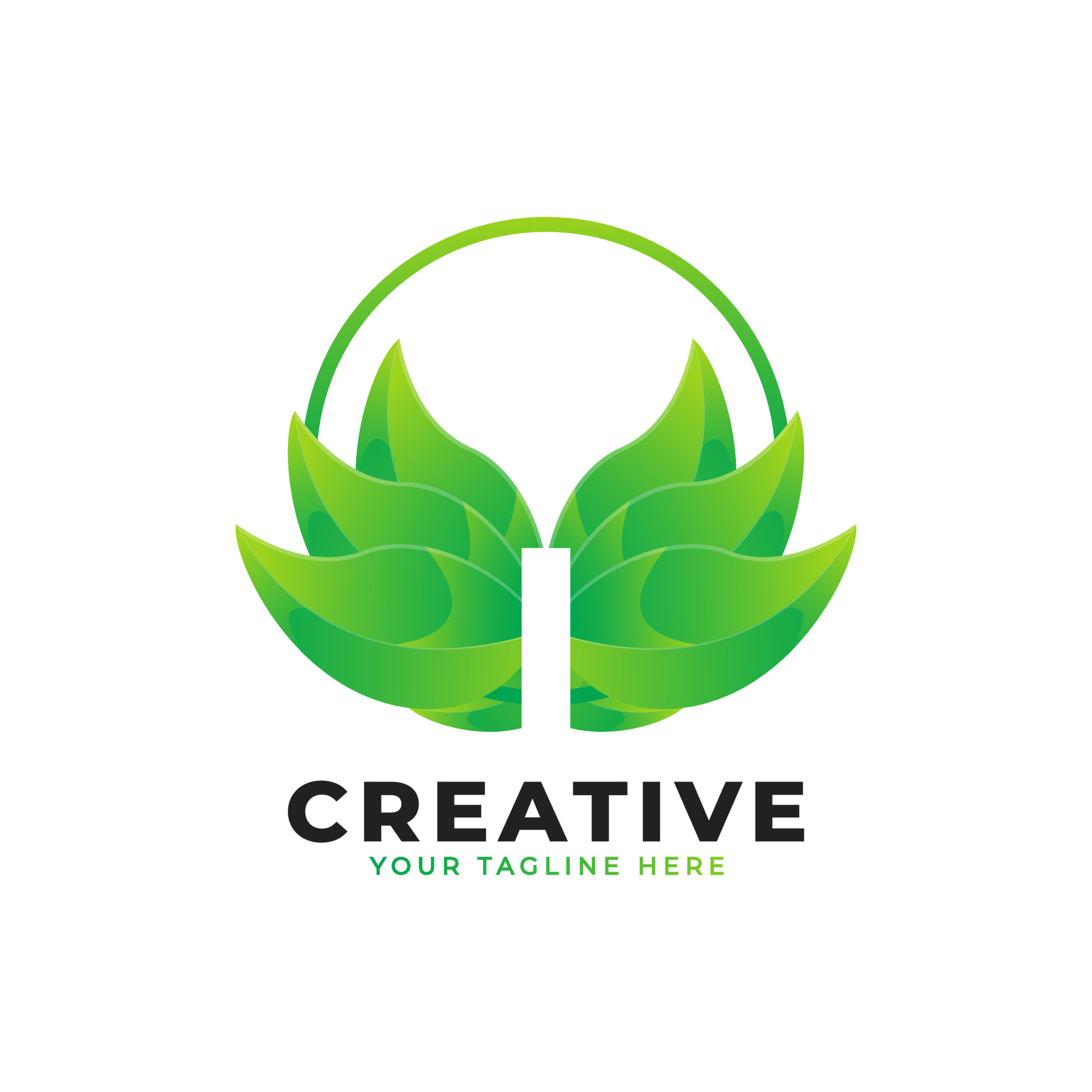 Nature Green Leaf Letter I Logo with Circle. monogram logo. Green ...