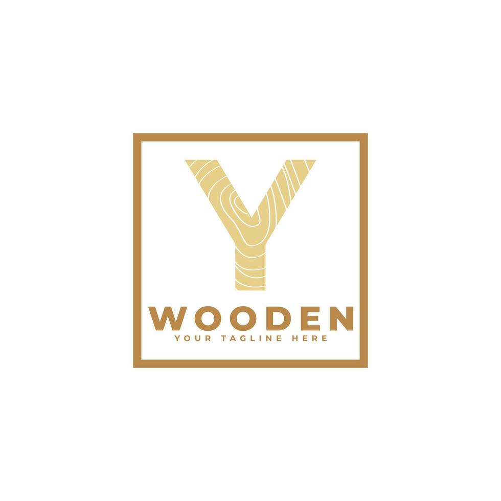 Letter Y with Wooden Texture and Square Shape Logo. Usable for Business, Architecture, Real Estate, Construction and Building Logos vector