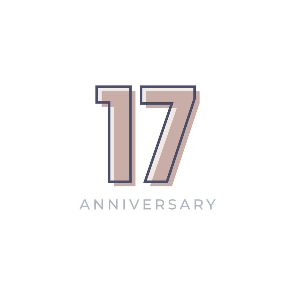 17 Year Anniversary Celebration Vector. Happy Anniversary Greeting Celebrates Template Design Illustration vector