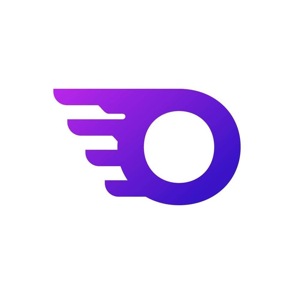 Fast Shipping Initial Letter O Delivery Logo. Purple Gradient Shape with Geometric Wings Combination. vector