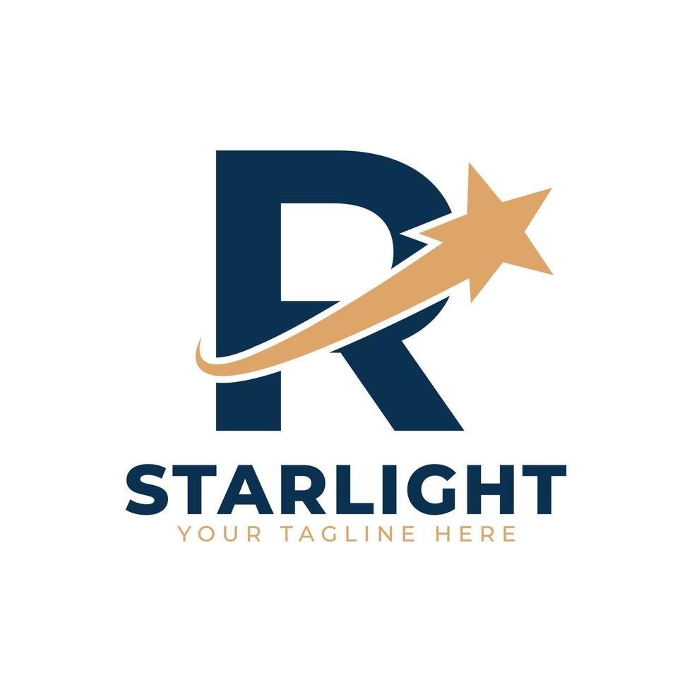 Letter R with Star Swoosh Logo Design. Suitable for Start up, Logistic, Business Logo Template vector