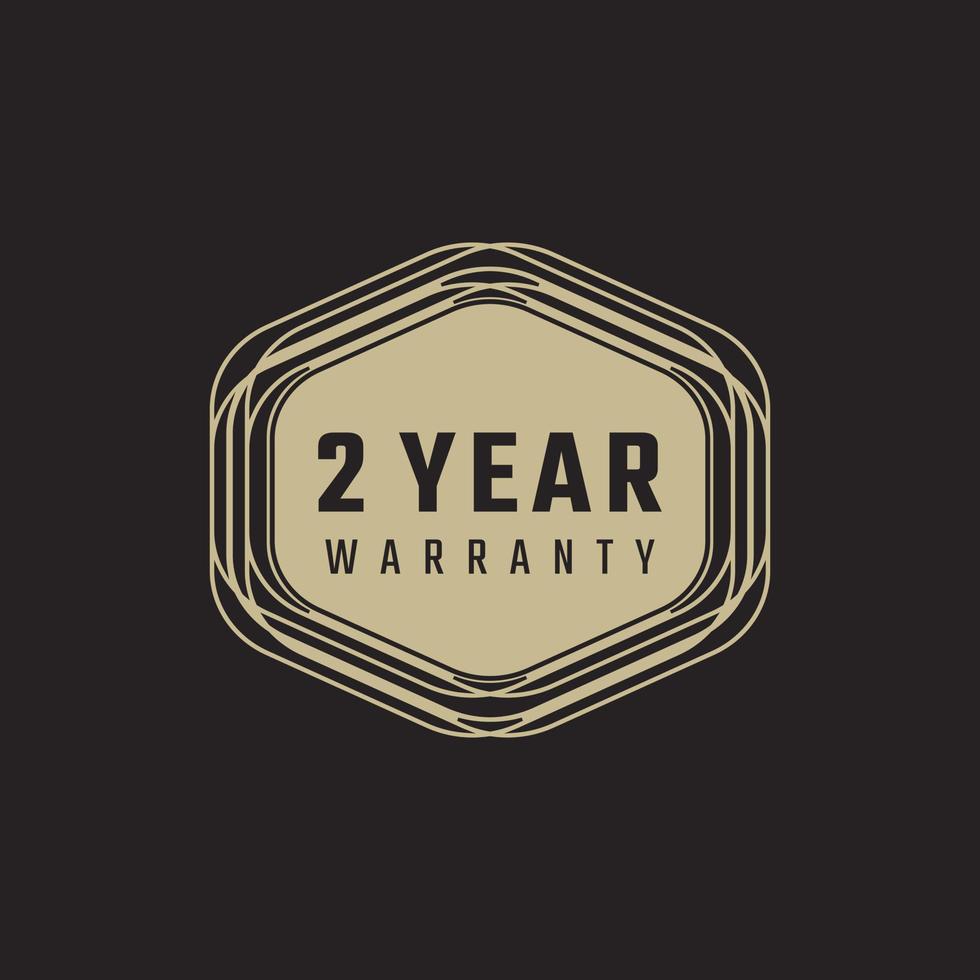 2 Year Anniversary Warranty Celebration with Golden Color for Celebration Event, Wedding, Greeting card, and Invitation Isolated on Black Background vector