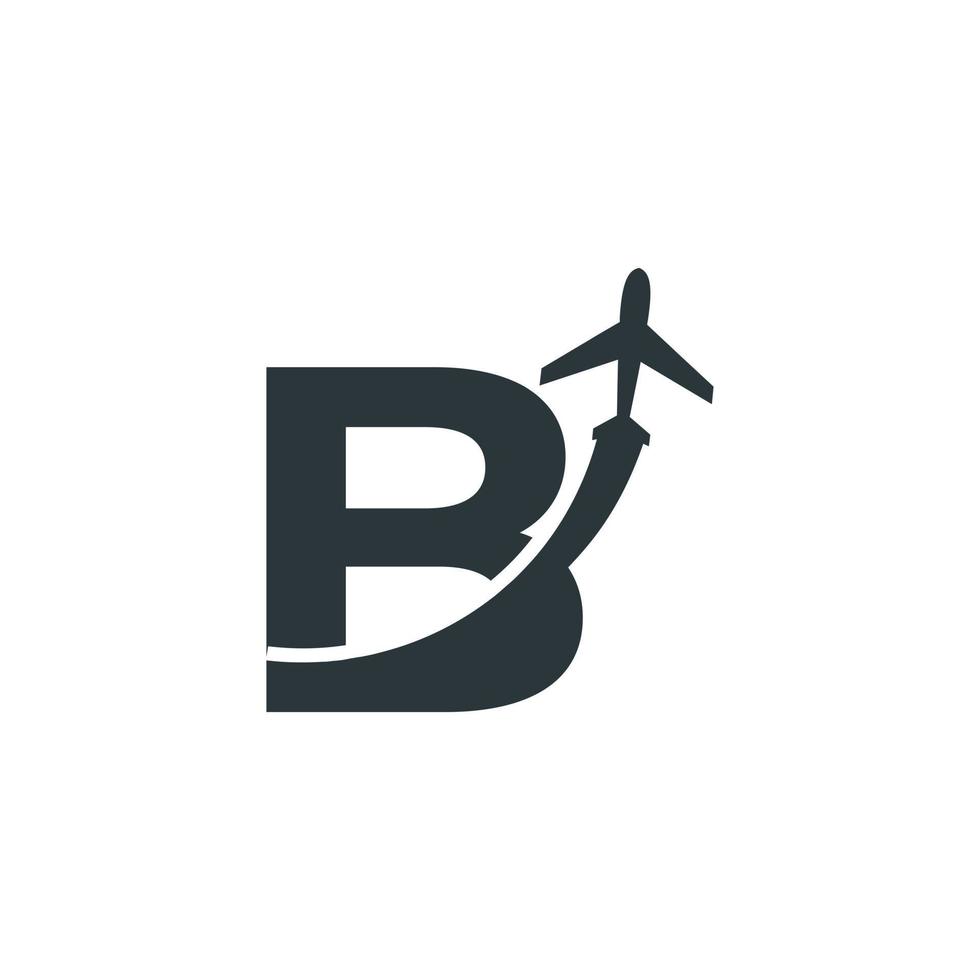 Initial Letter B Travel with Airplane Flight Logo Design Template Element vector