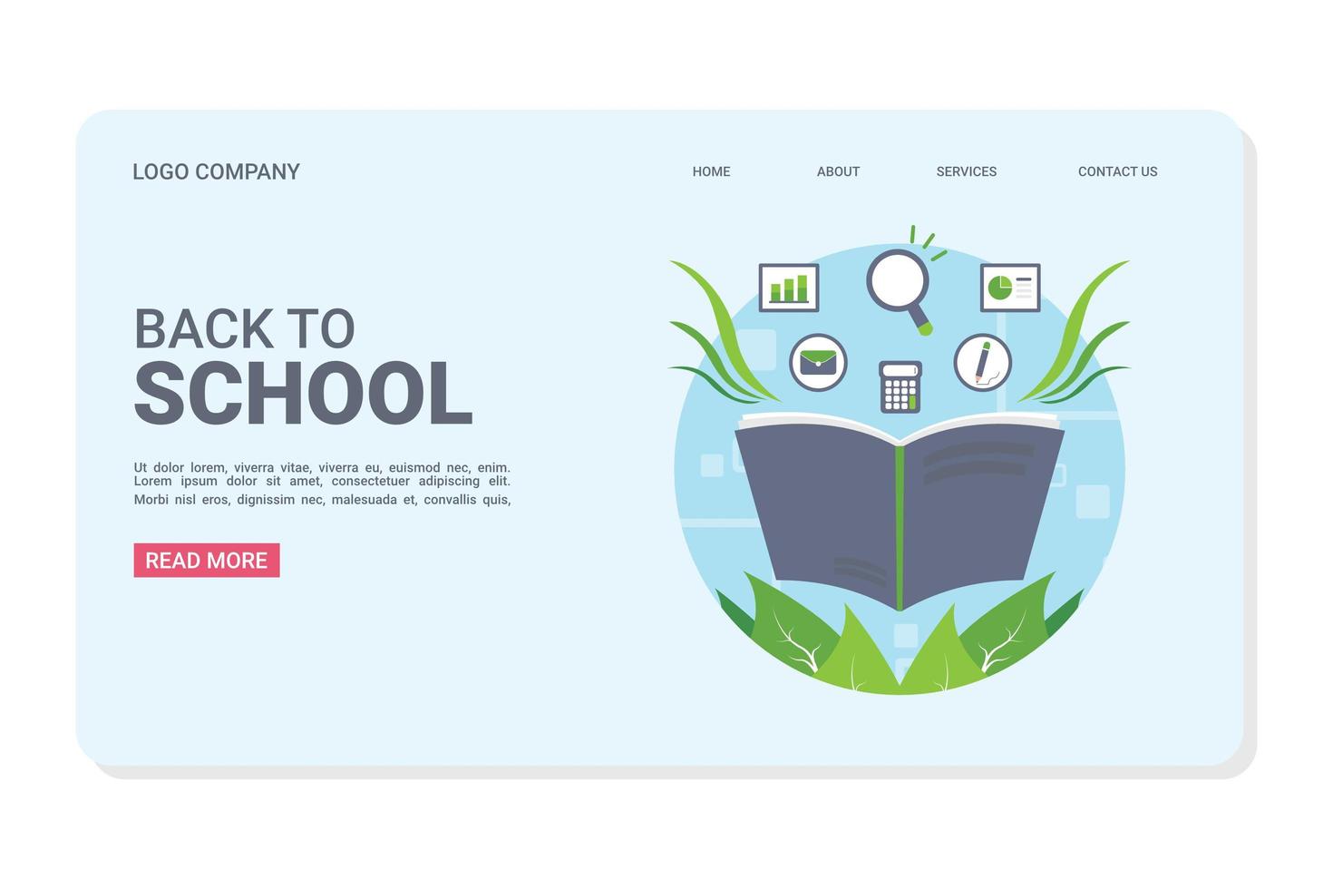 Back To School Landing Page vector