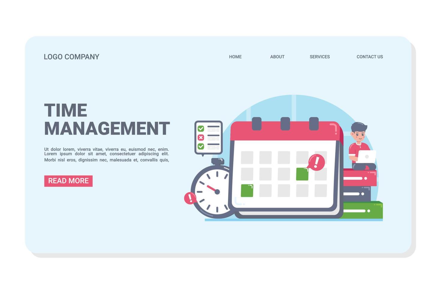 Time Management Concept Landing Page vector