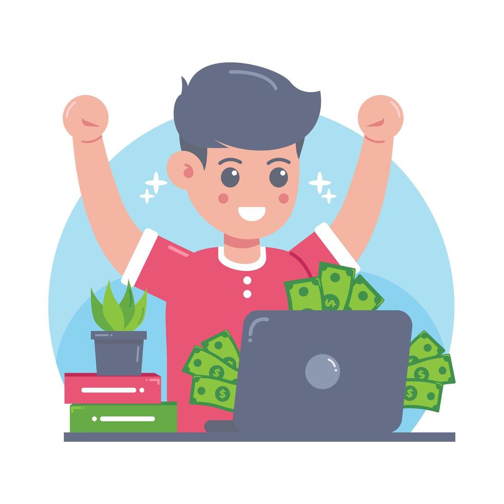 Business Man getting a lot of Money Illustration vector