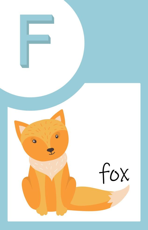 Flash Card Animals Alphabet F vector