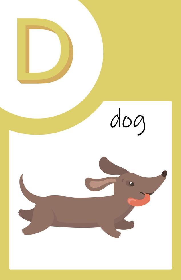 Flash Card Animals Alphabet D vector