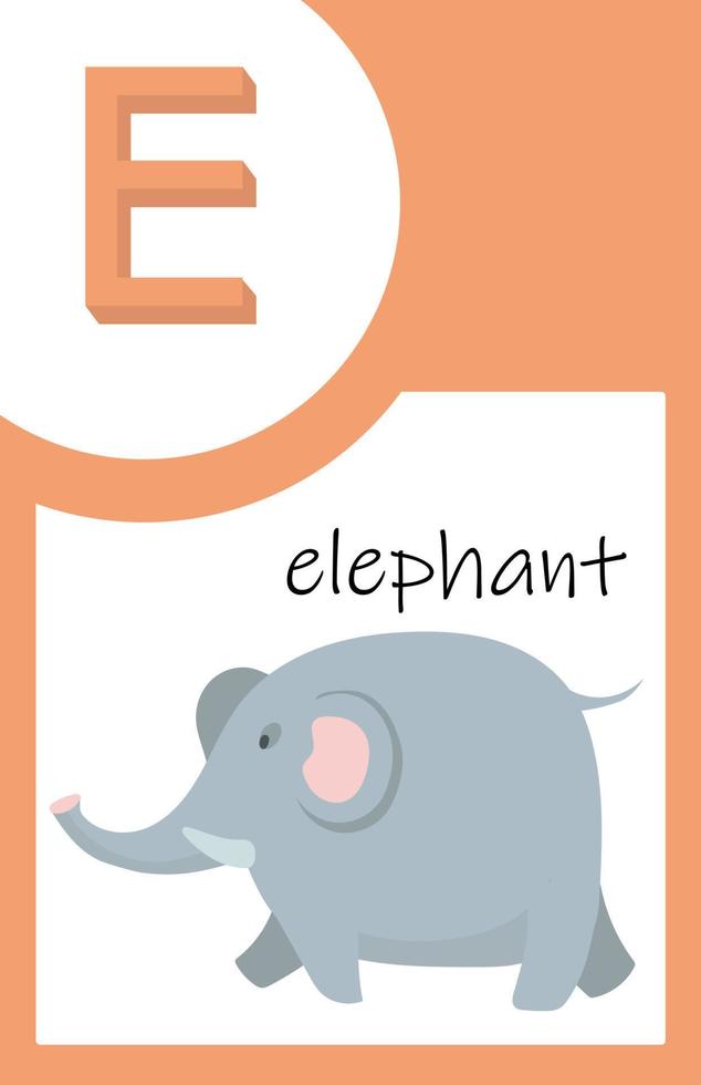 Flash Card Animals Alphabet E vector